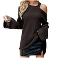 thumbnail image 1 of Lilgiuy Women's Long Sleeved Round-neck Solid Flared Sleeves Sweater Casual Pullover Top Winter Dresses for 2022, 1 of 5