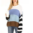thumbnail image 1 of Lilgiuy Women's Long Sleeves Round Neck Color Matching Loose Tops Blouse Knitted Sweater,Blue,10 Winter Fashion 2022, 1 of 5