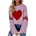 thumbnail image 1 of Lilgiuy Women's Loose Round Neck Pullover Love Long Sleeve Sweater Pink Fall Fashion 2022 Spring Winter, 1 of 5