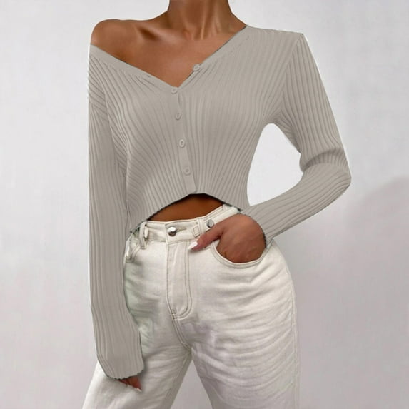 Lilgiuy Women's Loose Solid Color V-Neck Pullover Sweater Sweater Coat for Leggings Jeans or Shorts