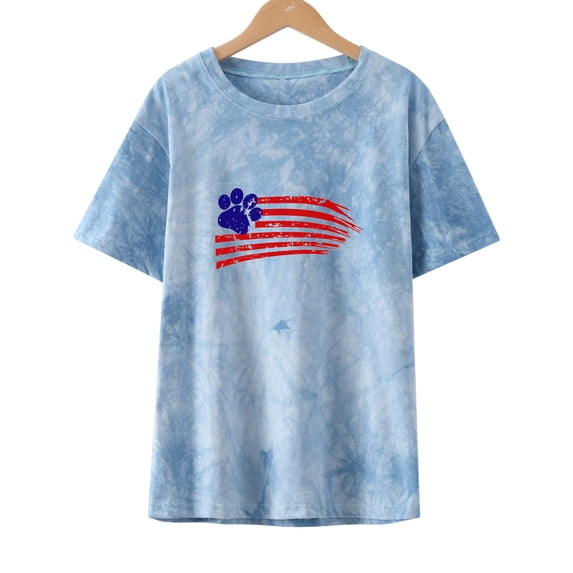 Lilgiuy Women's Loose Tops Fashion Printed Blouse Round Neck Short Sleeve T-shirt