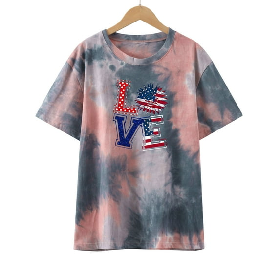 Lilgiuy Women's Loose Tops Fashion Printed Blouse Round Neck Short Sleeve T-shirt