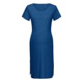 thumbnail image 1 of Lilgiuy Women's Maternity Dress Pregnant Dress for Photoshoot Wedding Guest Charming Short Sleeve Round Neck Solid Middle Length Split Dress Blue, 1 of 4
