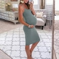 thumbnail image 1 of Lilgiuy Women's Maternity Spaghetti Strap Dress Charming Solid Sleeveless Round Neck Summer Bodycon Maxi Cami Dress Gray, 1 of 4