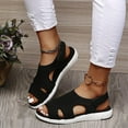 thumbnail image 1 of Lilgiuy Women's Mesh Flat Sandals Summer Casual Solid Color Cut Out Open Toe Breathable Elastic Slingback Platform Sandal for Beach Hawaiian Swimming Pool(Black), 1 of 5
