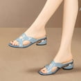 thumbnail image 1 of Lilgiuy Women's Open Toe Heels Sandals Low Block Heeled Sandals Slip on Backless Slide Sandals Mules Trendy Casual Dress Pumps Shoes Playwear(Blue,7.5), 1 of 5