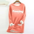 thumbnail image 1 of Lilgiuy Women's Oversized Fleece Lined Sweatshirt Trendy 2023 Solid Color Long Sleeve Round Neck Pullover Loungewear Winter Warm Thicken Tunic Tops for Outdoor Activities Orange(S-5Xl), 1 of 3
