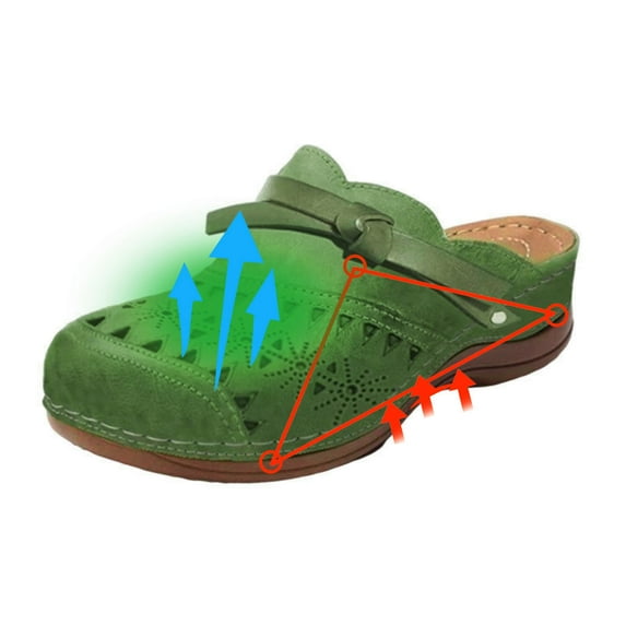 Lilgiuy Women's Platform Wedge Sandals Slip on Closed Toe Slide Sandals Hollow Out Breathable Slippers Comfortable Beach Sandals for Seaside Hawaiian(Green,7.5)