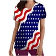 thumbnail image 1 of Lilgiuy Women's Plus Size Tops Independence Day Printed V-neck Blouse Pocket Short Sleeve Workwear T-shirt, 1 of 4