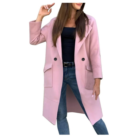 Lilgiuy Women's Plus Size Wool Coat(Pink,8) Winter Clothes for 2022