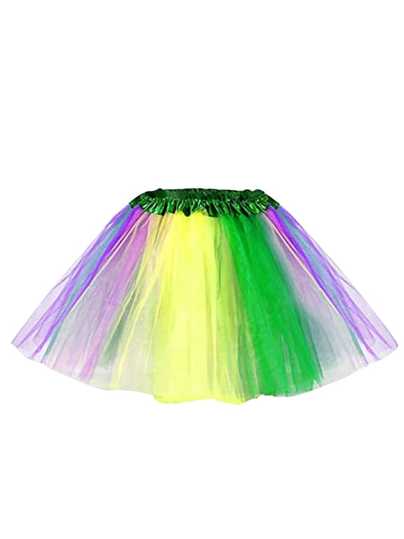 Women's Rainbow Tutu Tulle Tutu Skirts Ballet Dance Tutus Christmas Carnival Birthday Party Costume Skirt for Women and Girls(Free Size)