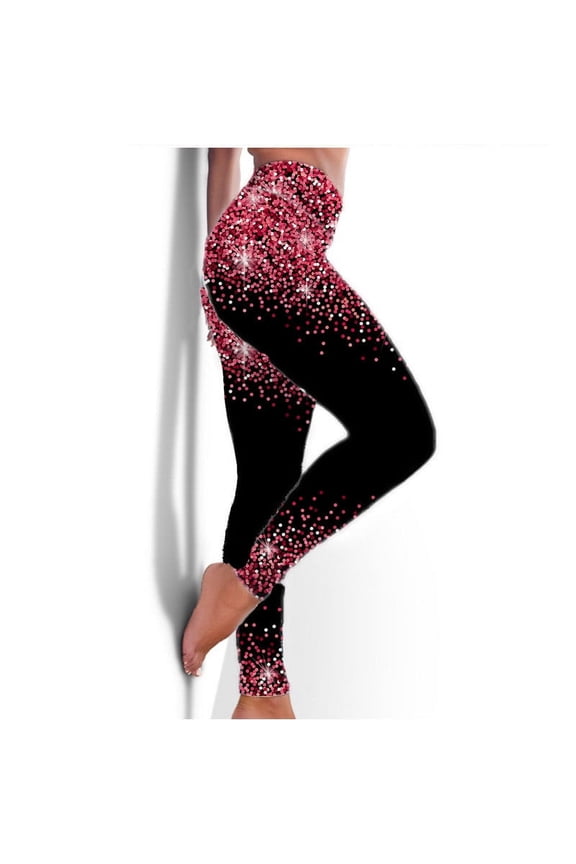 Women's Sequin Leggings Sparkle High Waist Tummy Control Stretchy Skinny Slim Fit Pants for Clubwear Night Out Party Disco Wine(S-3Xl)