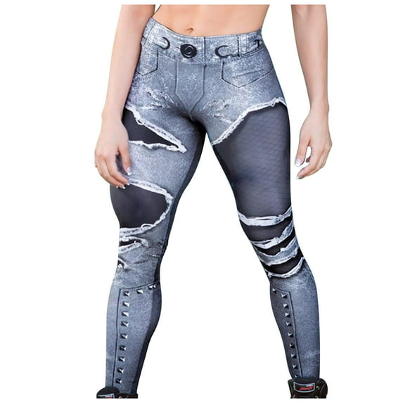 Lilgiuy Women's Sexy Temperament Printed Sports Leggings Paired with Hip Lifting Yoga Capris for Tennis Golf