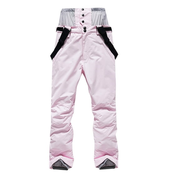 Lilgiuy Women's Ski Pants Veneer Double Pants Keeping Warm Thicken Patchwork With Pocket Overalls Ski Pants