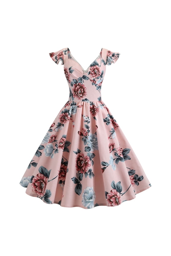 Women's Sleeveless V- Neck Retro High Waist Makings Dress Fall Dresses for 2022 Spring Winter