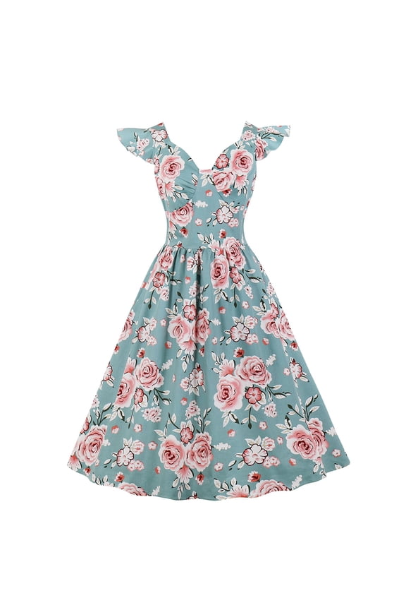 Women's Sleeveless V- Neck Retro High Waist Makings Dress Fall Dresses for 2022 Spring Winter