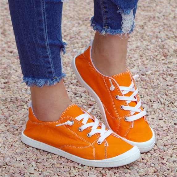 Lilgiuy Women's Slip On Shoes Lace Up Comfort Comfortable For Walking Sneakers Slip On Shoes,Orange,6.5 Winter Clothes for 2022