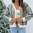 thumbnail image 1 of Lilgiuy Women's Snowflake Vertical Bar Breasted Loose Knit Cardigan Sweater Women's Autumn And Winter New Style White，6（M） Fall Fashion 2022 Spring Winter, 1 of 5