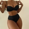 thumbnail image 1 of Lilgiuy Women's Solid Bikini Solid Color High Waist Charming Gathering Split Swimsuit Suit Swimming Pool Beach Volleyball Suits, 1 of 5