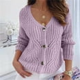thumbnail image 1 of Lilgiuy Women's Solid Color Button Knitted Autumn And Winter Top Coat Cardigan Blouse 2022 Fall Winter, 1 of 5