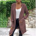 thumbnail image 1 of Lilgiuy Women's Solid Color Cardigan Wool Sweater Pocket Recreational Long Sleeve Tops 2022 Fall Winter, 1 of 5