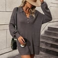 thumbnail image 1 of Lilgiuy Women's Solid Color Casual Button Knit Medium Long Coat Sweater Casual V-neck Women Streetwear, 1 of 5