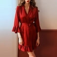 thumbnail image 1 of Lilgiuy Women's Solid Color Nightgown Charming Pajamas Cardigan Robe Nightgown for Christmas Halloween, 1 of 5