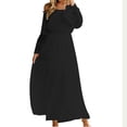 thumbnail image 1 of Lilgiuy Women?s Solid Color Slash-Neck Long Sleeve Lace Stitching Long Dress, 1 of 6