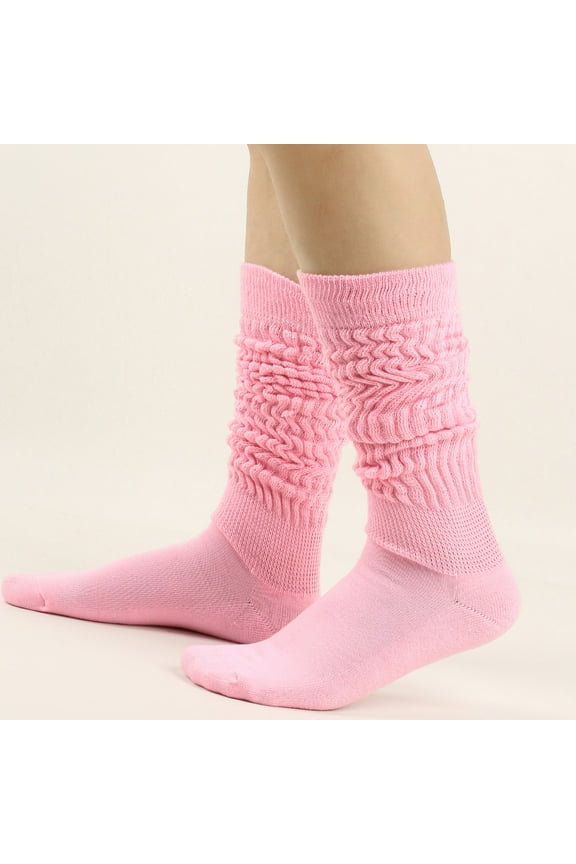 Women's Solid Color Warm Stockings From The 1980s To 1990s, Super Long Tight Knit Pile Socks for Tennis Golf Exercise