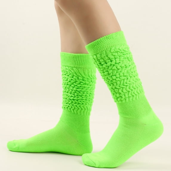 Lilgiuy Women's Solid Color Warm Stockings From The 1980s To 1990s, Super Long Tight Knit Pile Socks for Tennis Golf Exercise