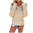 thumbnail image 1 of Lilgiuy Women's Solid Loose V-Neck Long Sleeve Pullover,Khaki,10(XL) Fall Fashion 2022 Spring Winter, 1 of 5