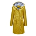 thumbnail image 1 of Lilgiuy Women’s Solid Rain Jacket Outdoor Jackets Waterproof Hooded Raincoat Windproof Yellow，4 Winter Clothes for 2022, 1 of 5