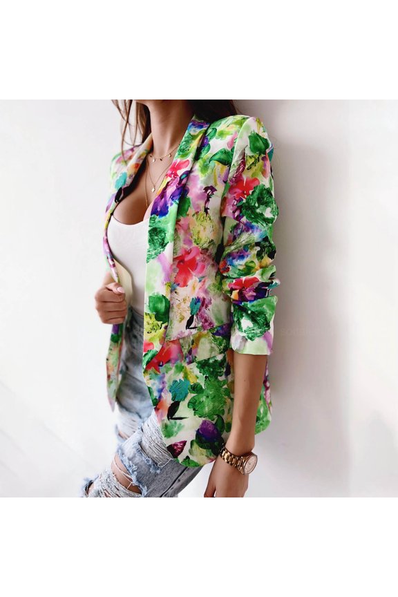 Women's Spring And Autumn Lapel Print Temperament Slim Fit Small Blazer Fall Fashion 2022 Spring Winter