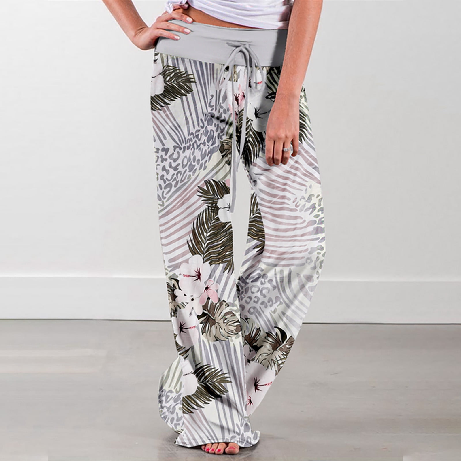 Womens Wide Leg Pants High Waist Floral Print main image 0