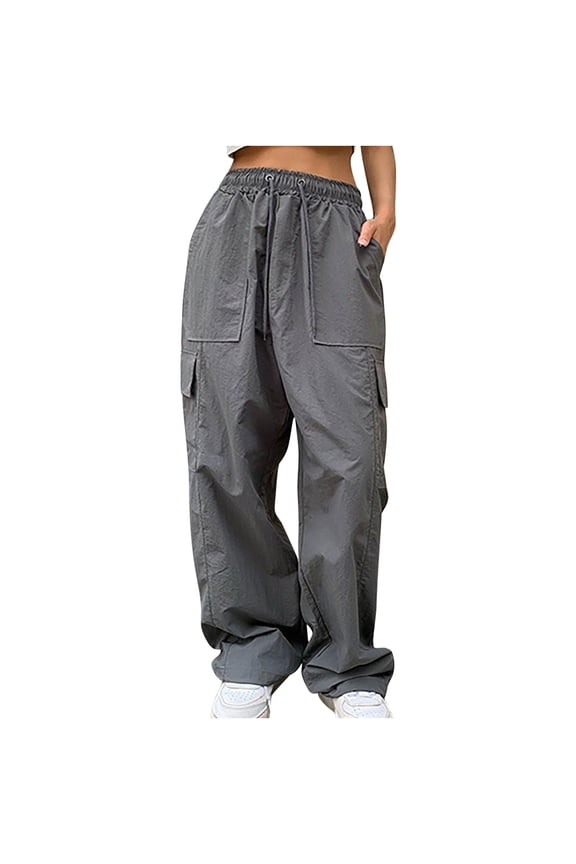 Women's Street Style Fashion Design Sense Multi Pocket Overalls Drawstring Elastic Low Waist Sports Pants Fall Clothes for 2022 Spring Winter