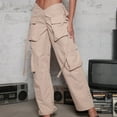 thumbnail image 1 of Lilgiuy Women's Street Style Fashion Design Sense Multi Pocket Overalls Low Waist Sports Pants for All Outdoor Activities, 1 of 5