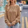 thumbnail image 1 of Lilgiuy Women's Striped Knitted Loose Pullover Sweater Long Sleeved Top Round Neck Sweater for Party Club Birthday, 1 of 3