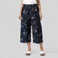 thumbnail image 1 of Lilgiuy Women's Summer Casual Floral Printed High Waist Straight Cropped Pants NavyFall Clothes for 2022 Spring Winter, 1 of 4
