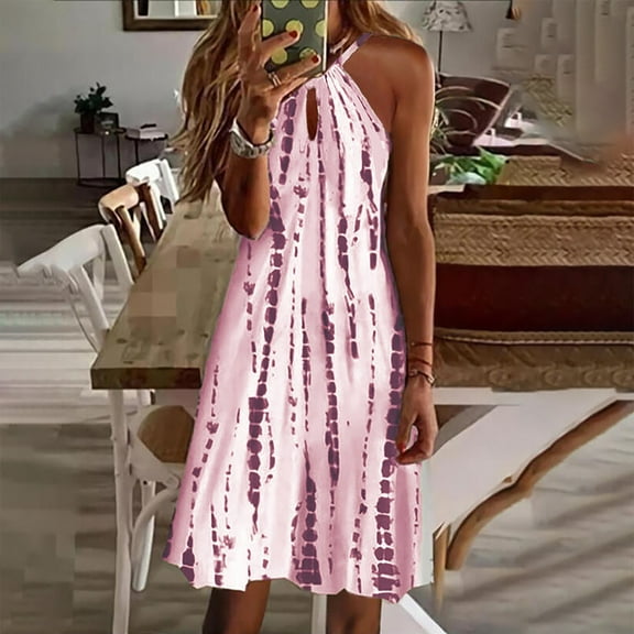 Lilgiuy Women's Summer Fashion Floral Lace-Up Mid-Length Swing Dress Pleated Skirt Plus Size Skirt for Girls