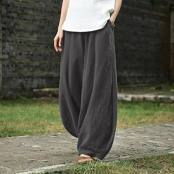 Lilgiuy Women's Summer Printed Five Points Large Size Cotton Linen Pants Casual Pants Shorts Tall Bootcut Dress Yoga Work Pants