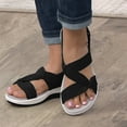 thumbnail image 1 of Lilgiuy Women's Summer Walking Sandals Casual Solid Color Soft Botton Platform Ankle Strap Shoes Comfortable Casual Wedge Sandals for School College Beach, 1 of 5