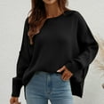 thumbnail image 1 of Lilgiuy Women's Sweater Coat Top Round Collar Loose Long Sleeve Split Coat，Black,6 Winter Fashion 2022, 1 of 5