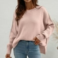 thumbnail image 1 of Lilgiuy Women's Sweater Coat Top Round Collar Loose Long Sleeve Split Coat，Pink,6 Winter Dresses for 2022, 1 of 5