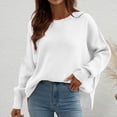 thumbnail image 1 of Lilgiuy Women's Sweater Coat Top Round Collar Loose Long Sleeve Split Coat，White,4 Winter Clothes for 2022, 1 of 5