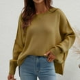 thumbnail image 1 of Lilgiuy Women's Sweater Coat Top Round Collar Loose Long Sleeve Split Coat，Yellow,8 Winter Clothes for 2022, 1 of 5