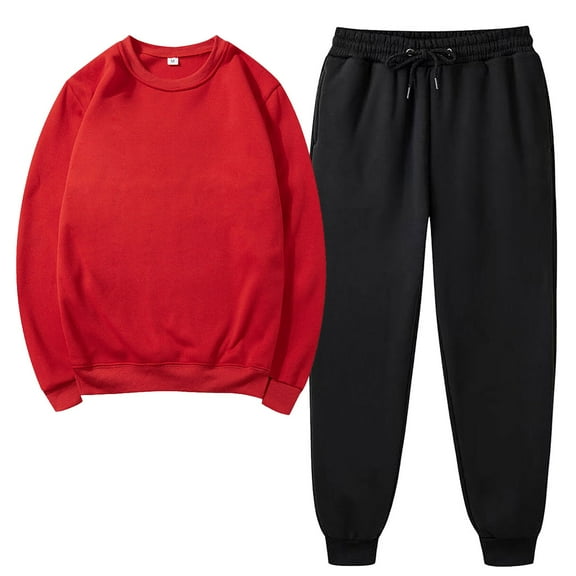 Lilgiuy Women's Sweatsuit Outfits Casual Solid Color Long Sleeve Crewneck Pullover Tops and Long Pants Sweatsuits Tracksuits for Home Office