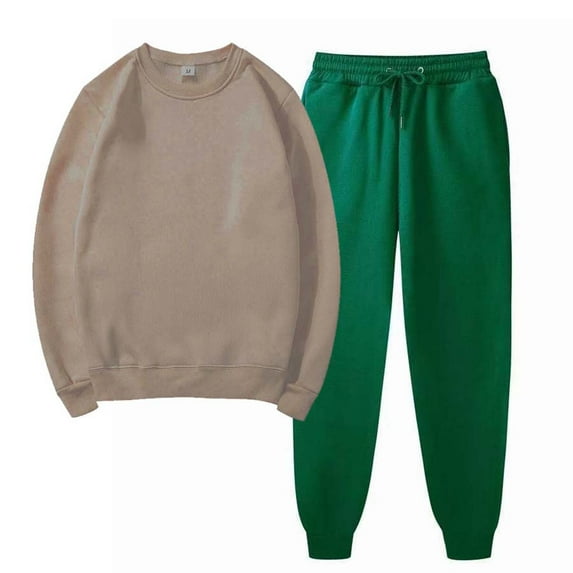 Lilgiuy Women's Sweatsuit Outfits Casual Solid Color Sweatsuits Baggy Long Sleeve Loose Matching Elastic Tracksuit Pants Sets for Travel Vacation