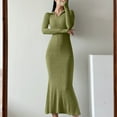 thumbnail image 1 of Lilgiuy Women's Temperament, Elegant Knitted Split, able, , One-word Collar, Slim Tube Top, Sleeveless Midi Skirt Green Fall Fashion 2022 Spring Winter, 1 of 5