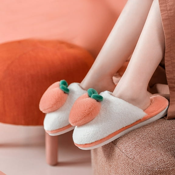 Lilgiuy Women's Thermal Slippers Soft and Comfortable Furry Warm Fleece Lined Slippers With Non-slip Grippers, Women's Home Bedroom Slippers for Travel Holiday Vacation