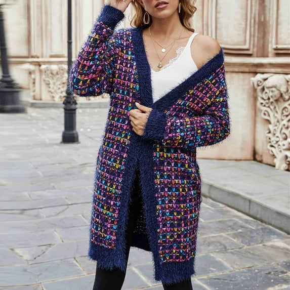 Lilgiuy Women's Top Cardigan Outwear Coat Long Sleeve Medium And Long-term Coat Winter Fashion 2022